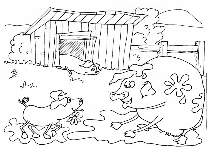 Farm coloring book pages