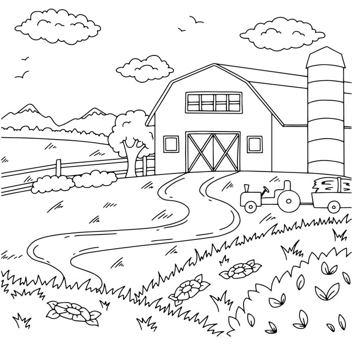 Farm coloring book pages